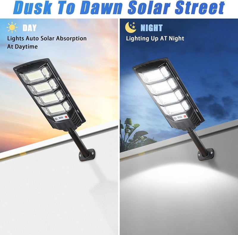 Yusist 2 Pack Solar Street Lights Outdoor Waterproof 10000LM 6500K, Solar Light Outdoor Dusk to Dawn with Wide Angle Motion Sensor and Remote,Parking Lot Lights for Area Lighting Yard - Image 3